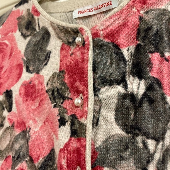 Frances Valentine Darling Cardigan Pink and Green Floral Print Size XS - Picture 3 of 7